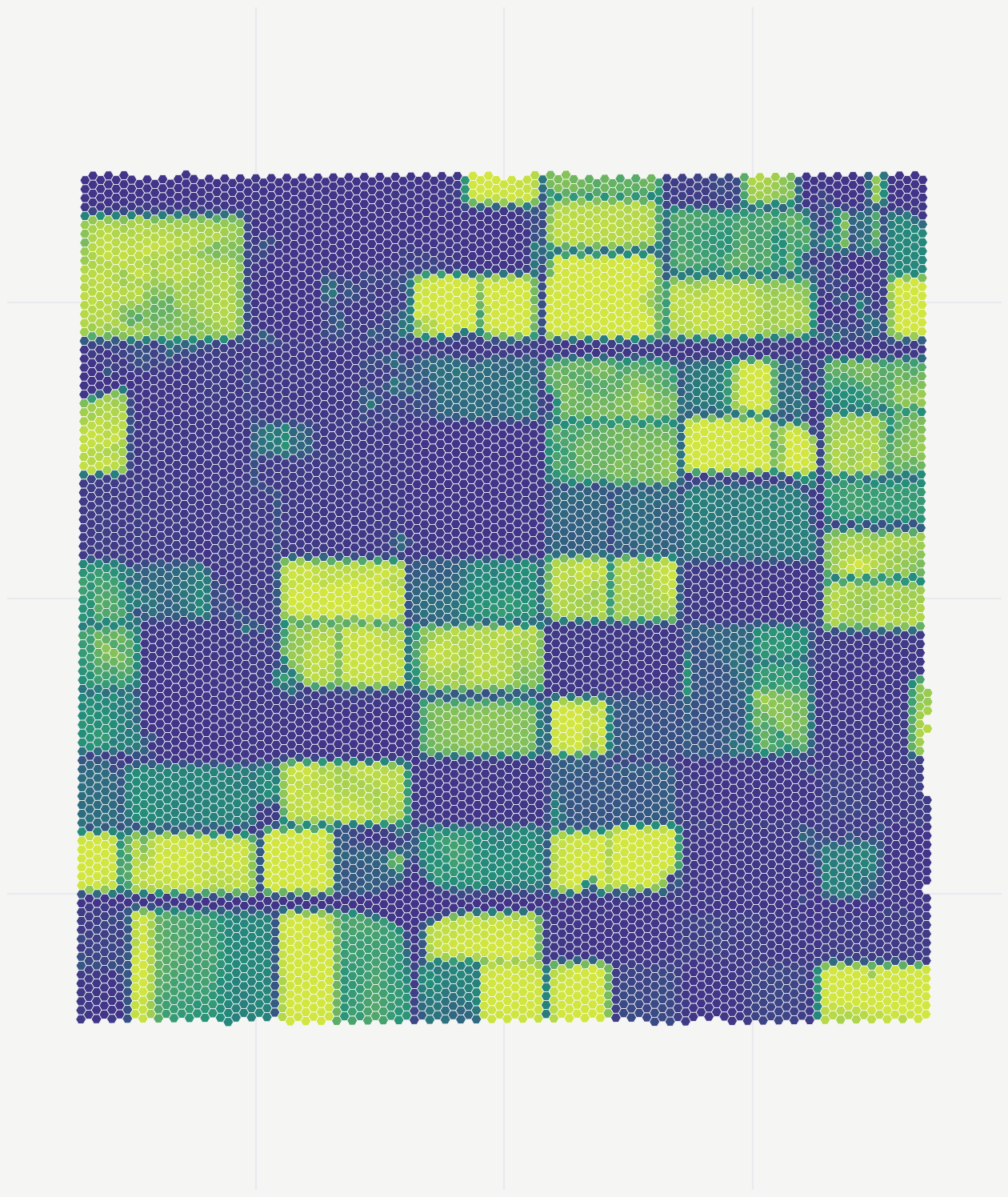 Vegetation index H3 map rendered as an Omniterra Pulse context layer.